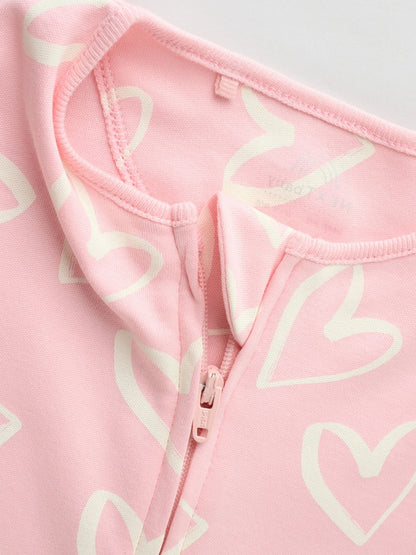 Pink Print Two Way Zip Baby Sleepsuits 4 Pack (0mths-3yrs)