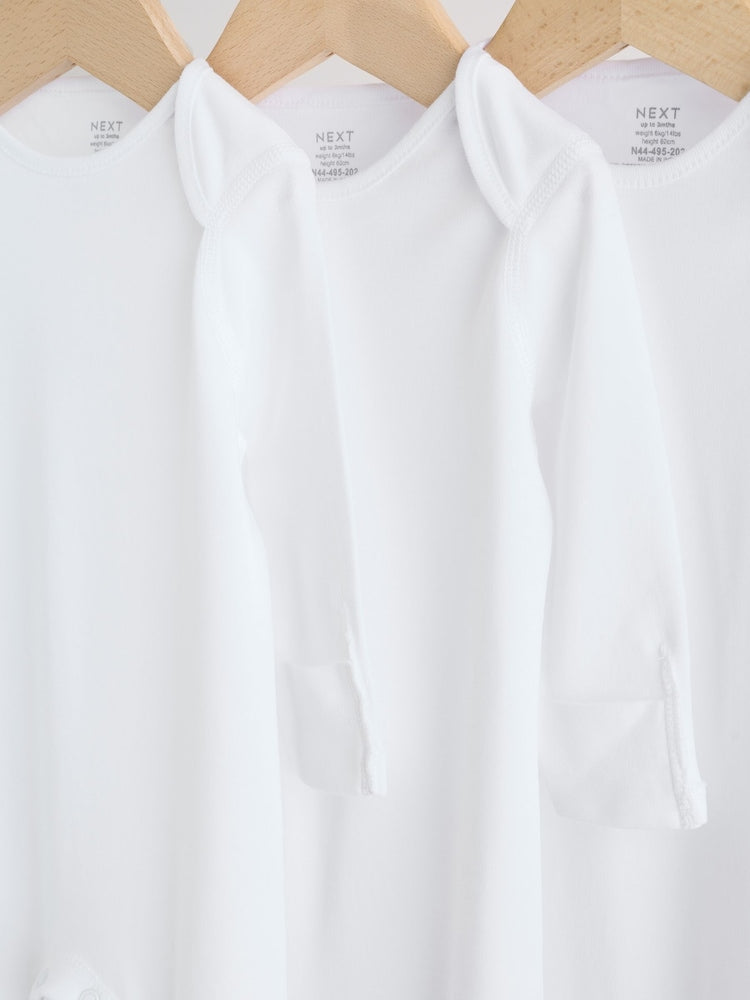 White Kind to Skin Baby Sleepsuits 3 Pack (0-2yrs)
