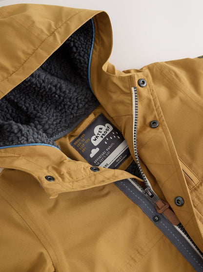 Ochre Yellow Waterproof Borg Lined Parka Coat (3mths-7yrs)