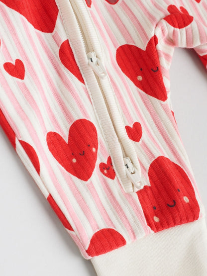 Red Heart Two Way Zip Baby Sleepsuits 3 Pack (0mths-3yrs)