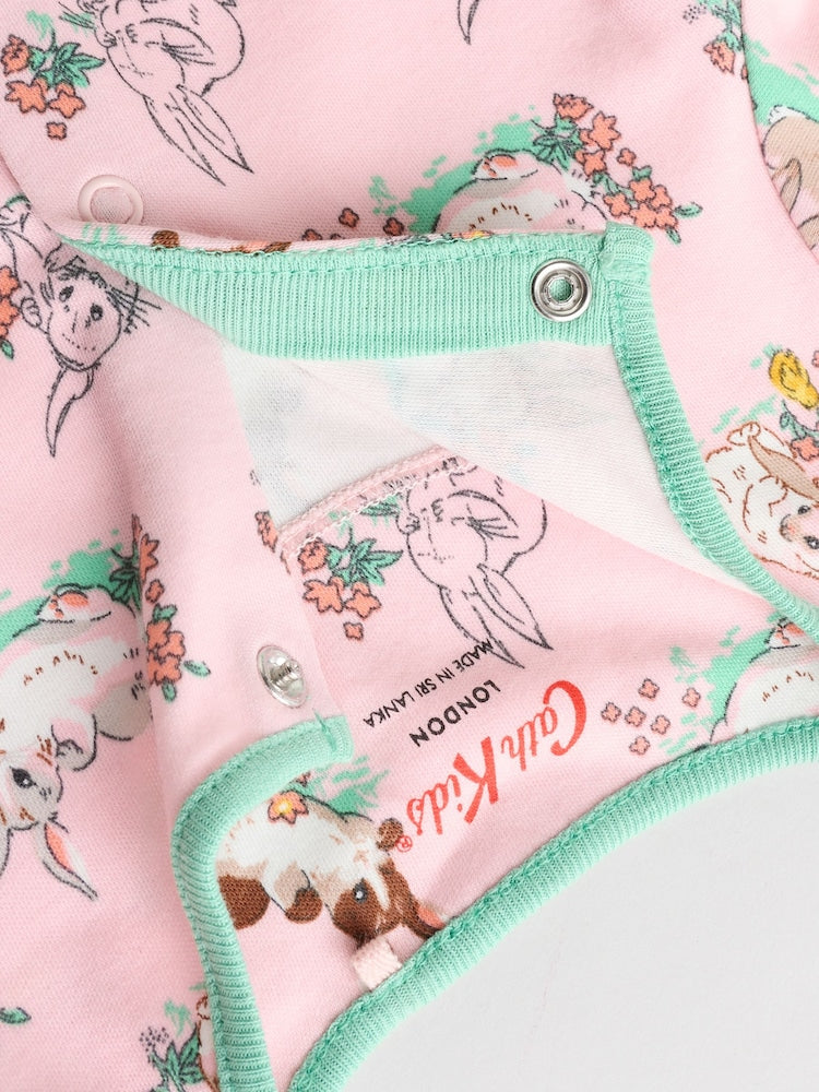 Pink/Ecru Cath Kidston Floral Baby 100% Cotton Sleepsuits 3