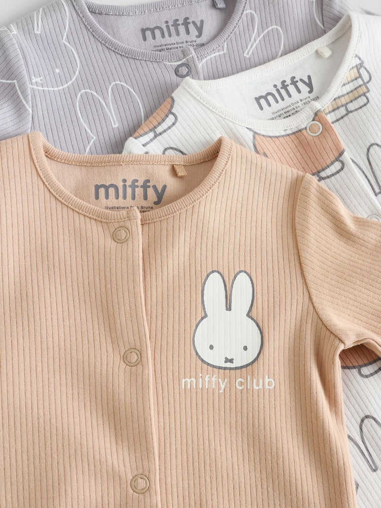 Neutral Miffy Baby Sleepsuits 3 Pack (0mths-2yrs)