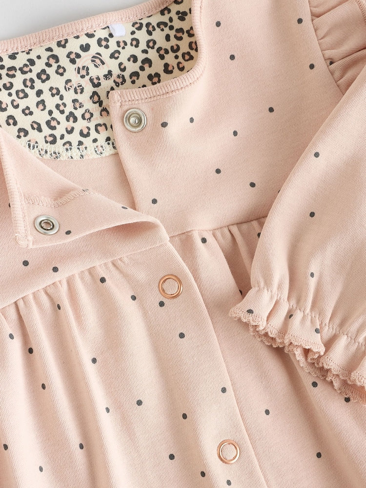 Pink 3 Pack Baby Sleepsuits with Matching Turbans (0mths-2yrs)