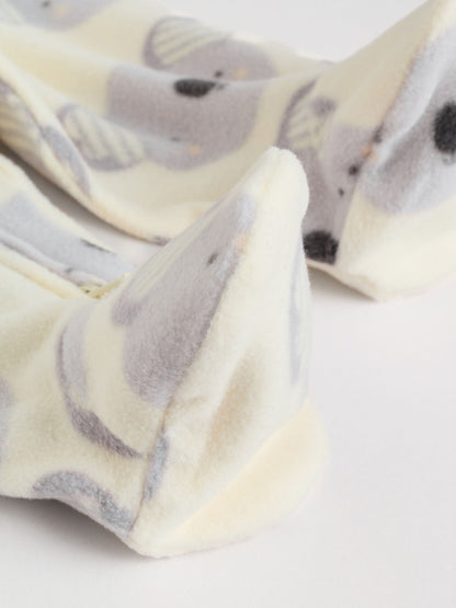 Grey Baby Micro Fleece Two Way Zip Sleepsuits 2 Pack