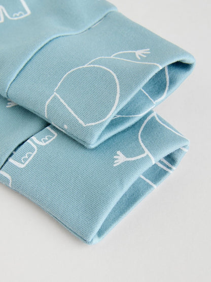Blue Baby Linear Elephant Sleepsuits 3 Pack (0-2yrs)