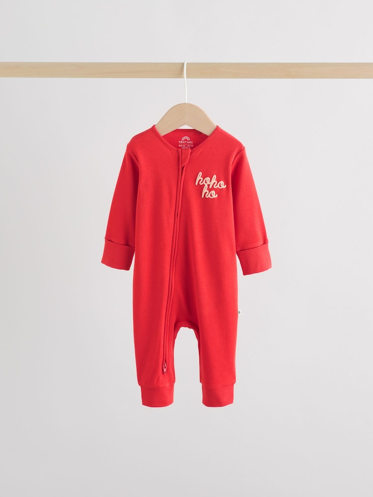 Red Baby Christmas Sleepsuits 3 Pack (0mths-3yrs)