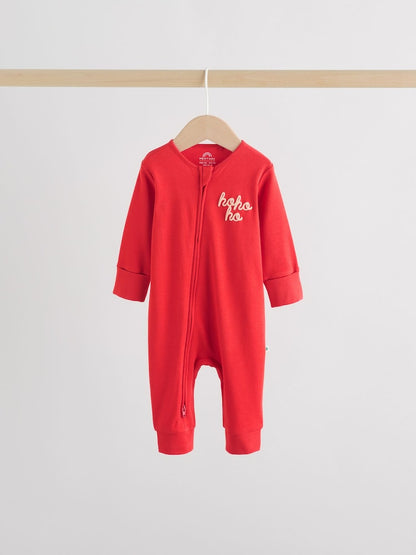 Red Baby Christmas Sleepsuits 3 Pack (0mths-3yrs)