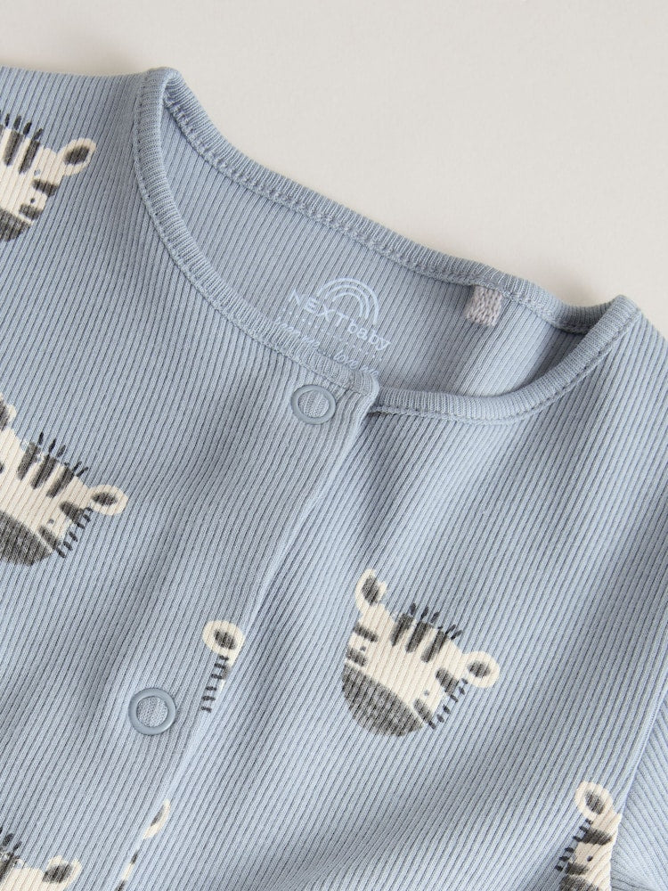 Multi Safari Animal Baby Sleepsuits 4 Pack (0mths-3yrs)