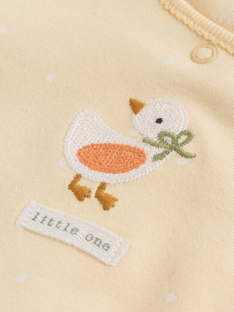 Yellow 3 Pack Baby Sleepsuits