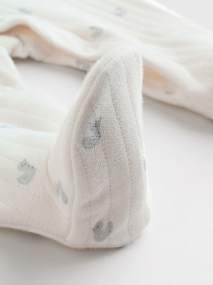 Grey Baby Quilted Sleepsuits 2 Pack