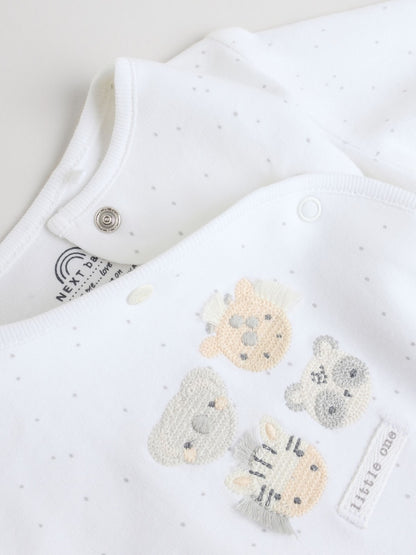 White Safari Baby Sleepsuits 3 Pack (0-2yrs)