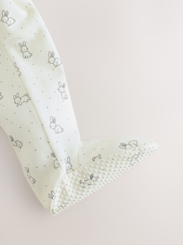 Ecru Fleece Lined Two Way Zip Baby Sleepsuit