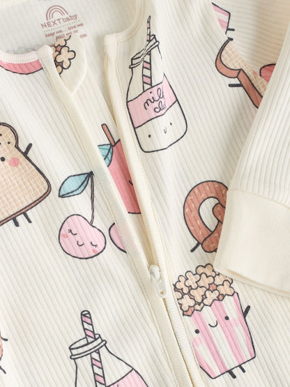 Multi Food Character Two Way Zip Baby Sleepsuits 3 Pack