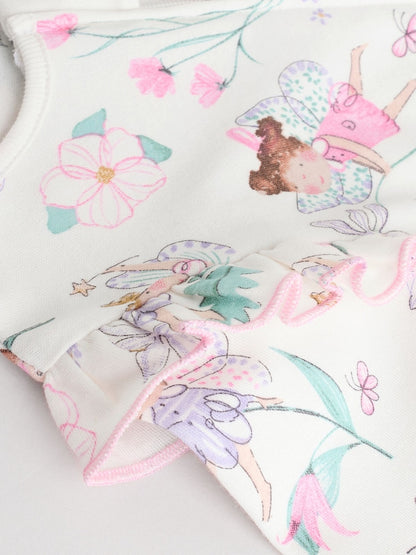 Ecru Fairy Two Way Zip Baby Sleepsuits 3 Pack (0-2yrs)