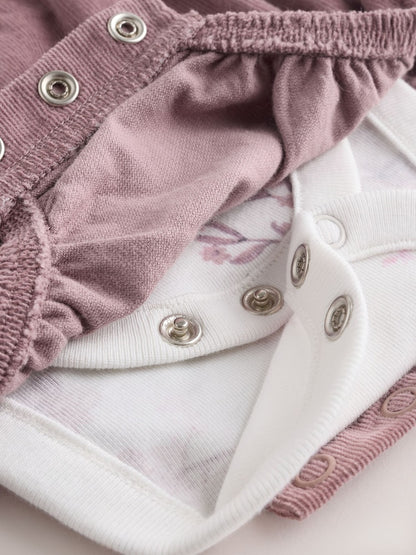 Purple/ White Cord Baby Romper and Long Sleeve Bodysuit and