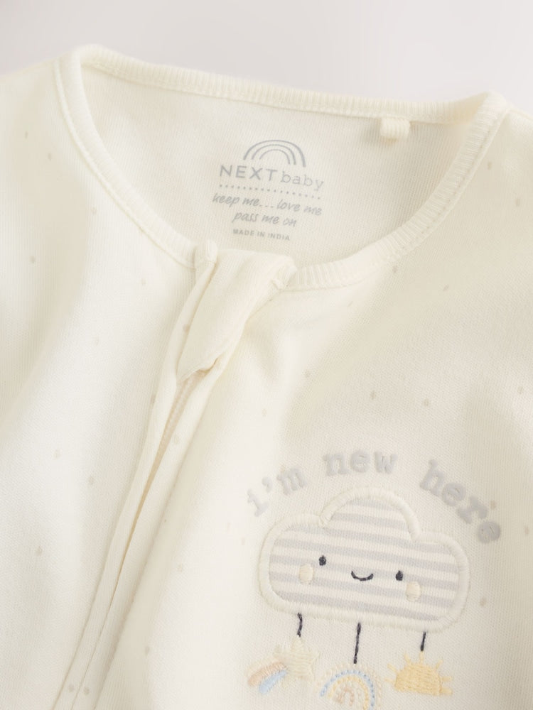 Neutral Im New Here Sleepsuit And Hat Set (0-9mths)