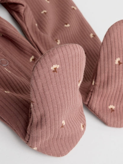 Brown Ditsy Floral Baby Sleepsuits 3 Pack (0-2yrs)