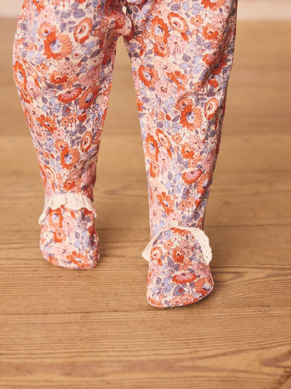 Blue Cath Kidston Floral Baby 100% Cotton Sleepsuits 3 Pack