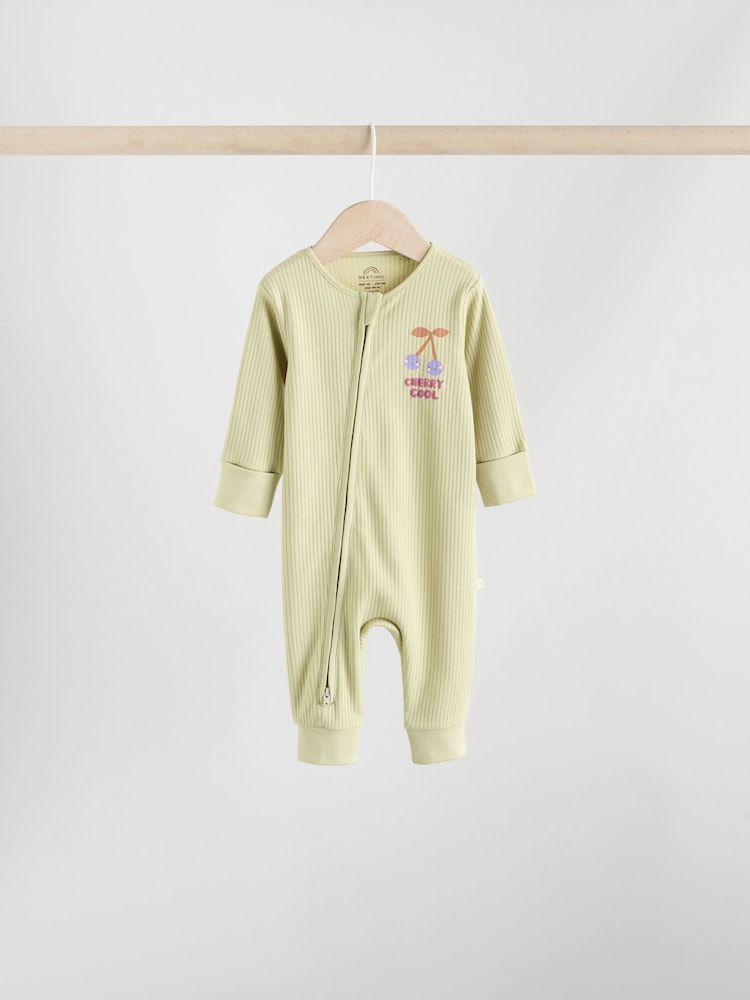 Multi Flower Two Way Zip Baby Sleepsuits 3 Pack (0mths-3yrs)