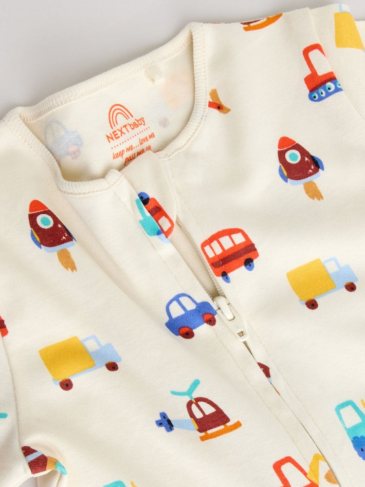 Multi Two Way Zip Baby Sleepsuit 5 Pack (0mths-3yrs)