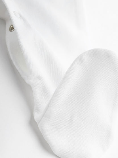 White 3 Pack 100% Cotton Baby Sleepsuits (0-18mths)