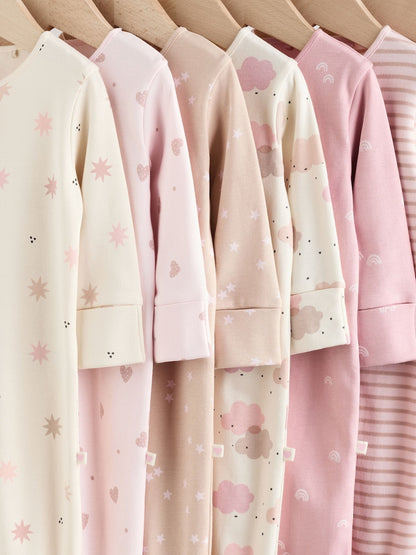 Pink 7 Pack Baby Sleepsuits (0mths-3yrs)