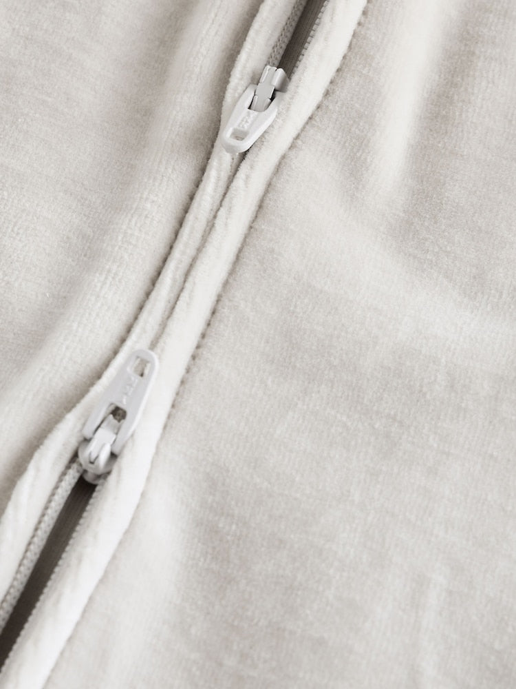 Grey Velour Two Way Zip Baby Sleepsuits 2 Pack (0-2yrs)