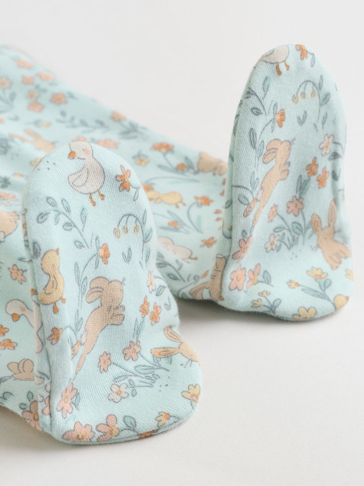 Yellow 3 Pack Baby Sleepsuits