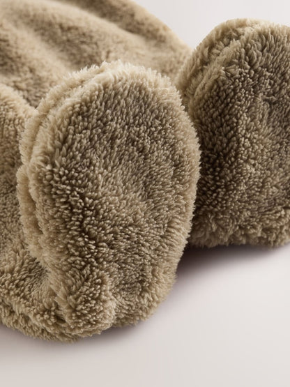 Mink Brown Fleece Baby Pramsuit