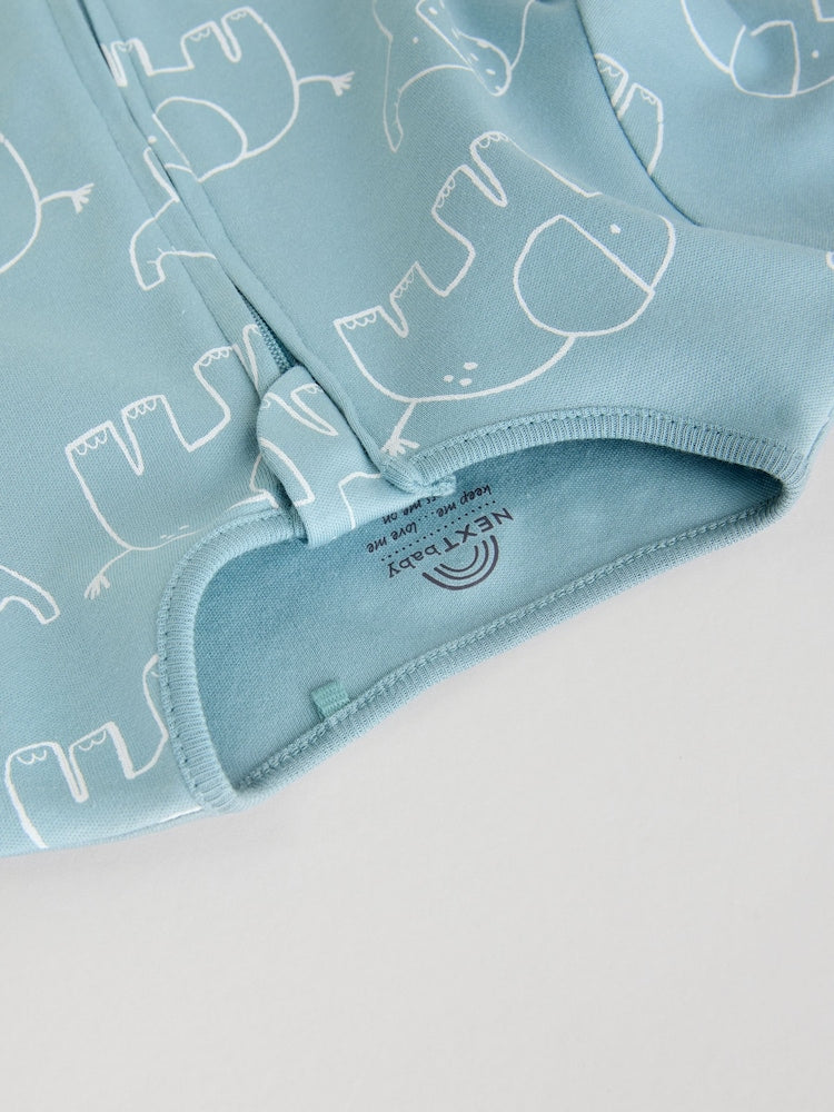 Blue Baby Linear Elephant Sleepsuits 3 Pack (0-2yrs)