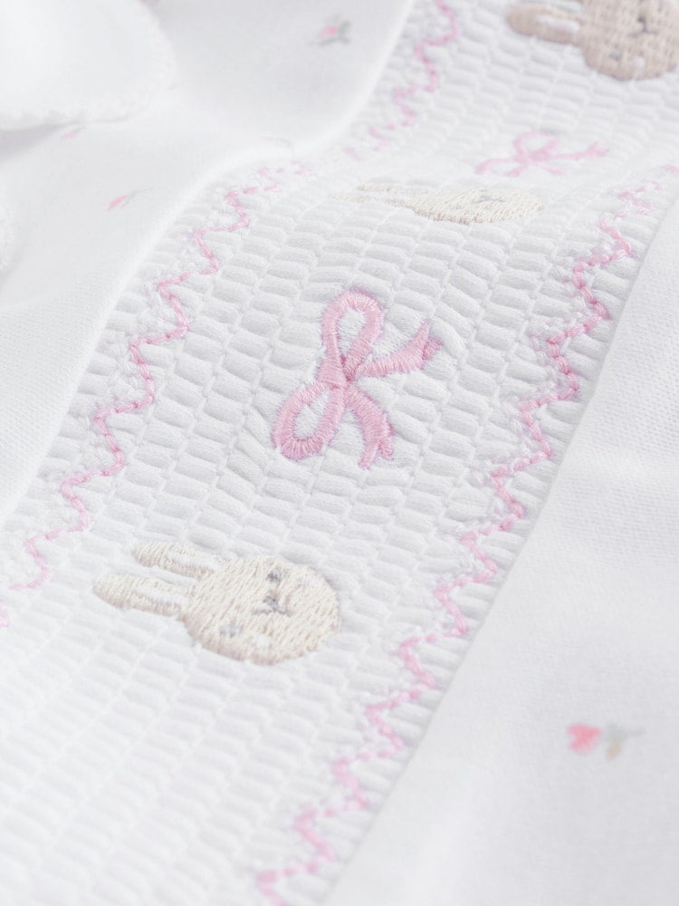 White/Pink Collar 3 Pack Baby Sleepsuits