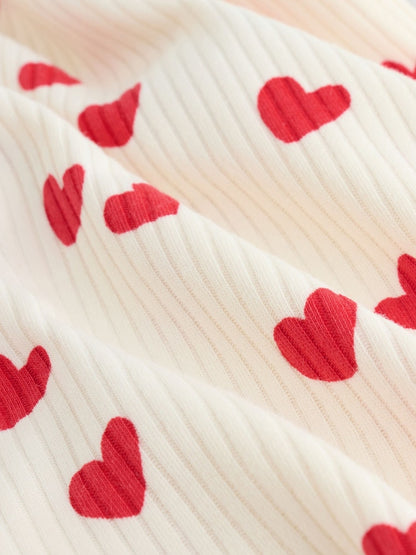 Red Heart Valentines Valentines Two Way Zip Baby Sleepsuit (0-