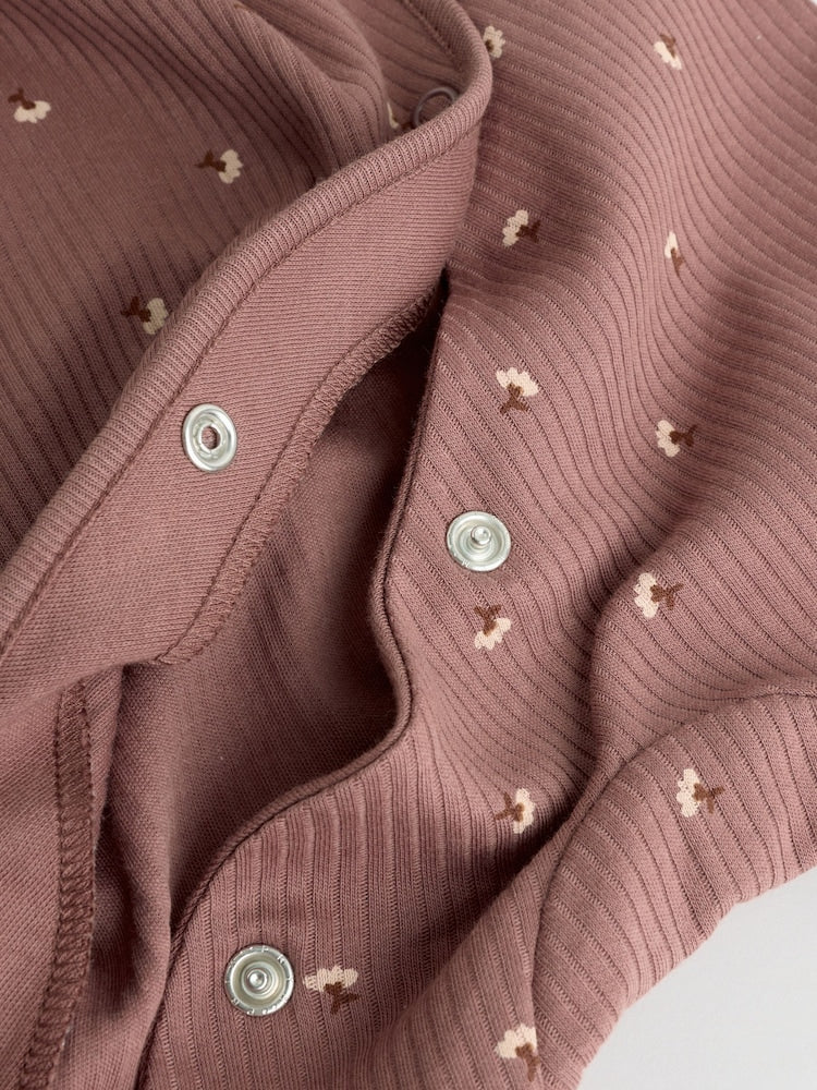 Brown Ditsy Floral Baby Sleepsuits 3 Pack (0-2yrs)