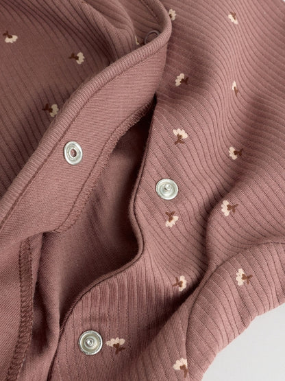 Brown Ditsy Floral Baby Sleepsuits 3 Pack (0-2yrs)