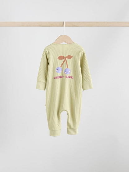 Multi Flower Two Way Zip Baby Sleepsuits 3 Pack (0mths-3yrs)