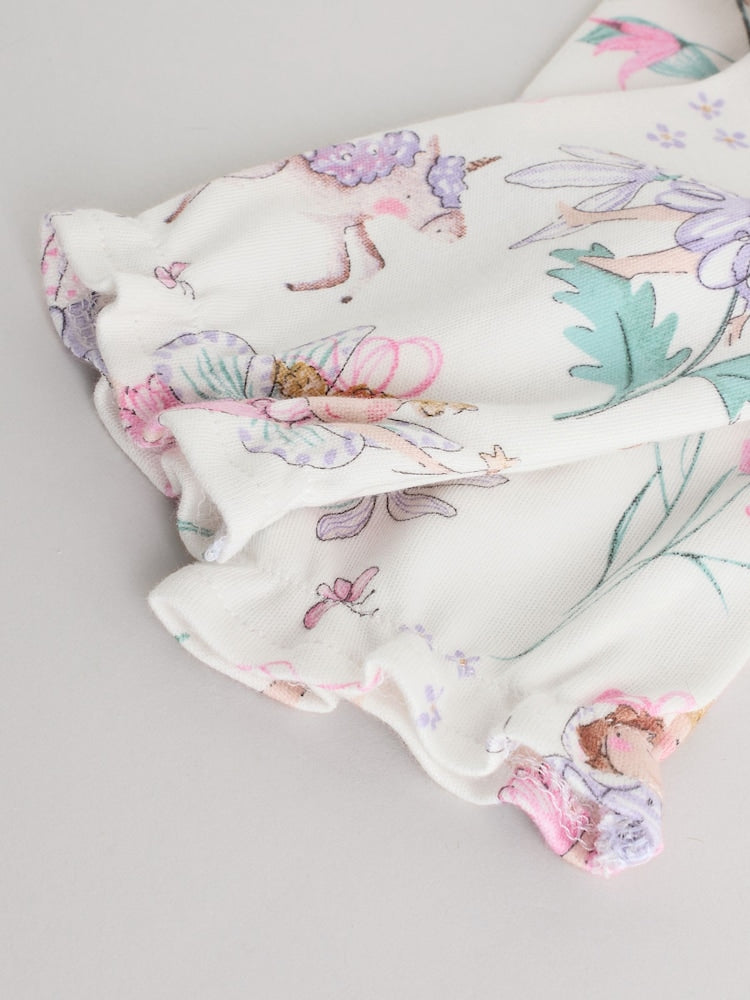 Ecru Fairy Two Way Zip Baby Sleepsuits 3 Pack (0-2yrs)