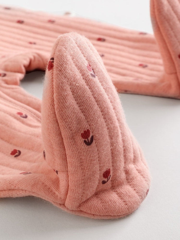 Pink/Cream Quilted Baby Sleepsuits 2 Pack