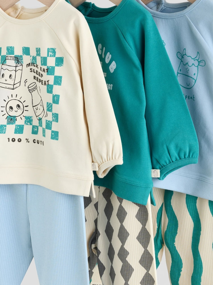 Blue/Green Milk Club Baby Top & Leggings 6