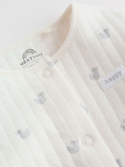 Grey Baby Quilted Sleepsuits 2 Pack