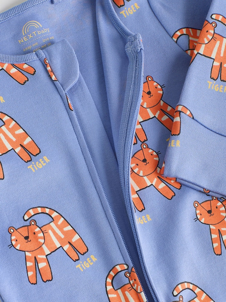 Multi Cotton Two Way Zip Baby Sleepsuits 5 Pack (0-2yrs)