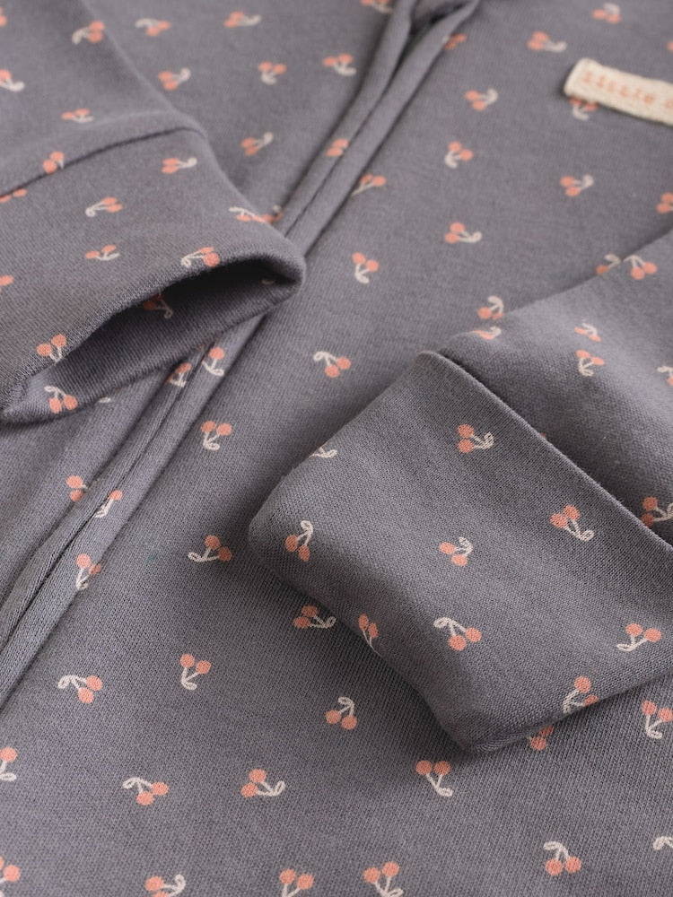 Monochrome Leopard And Cherry Print Two Way Zip Baby Sleepsuits 4 Pack (0mths-3yrs)