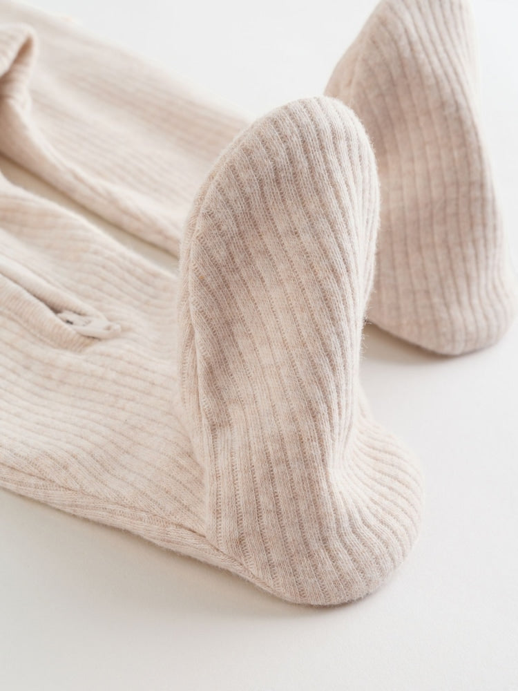 Neutral Milkclub Two Way Zip Baby Sleepsuits 3 Pack (0-2yrs)