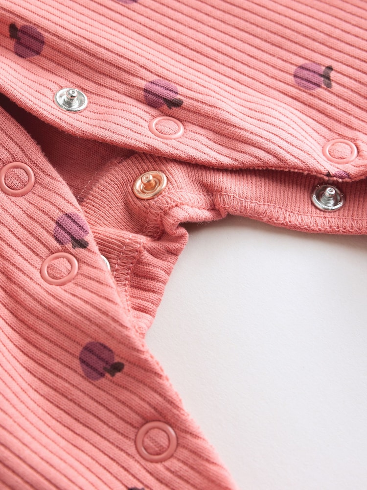 Pink/Rust Ditsy Floral 5 Pack Baby Sleepsuits (0-2yrs)