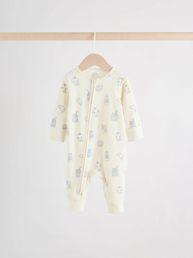 Blue Milk Club Two Way Zip Baby Sleepsuits 3 Pack (0mths-3yrs)