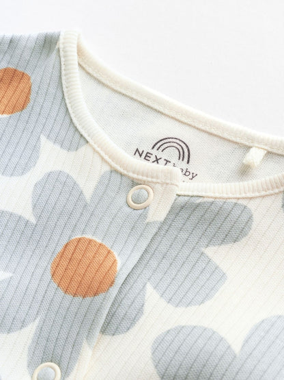 Sage Green Floral Baby Sleepsuits 5 Pack (0mths-2yrs)