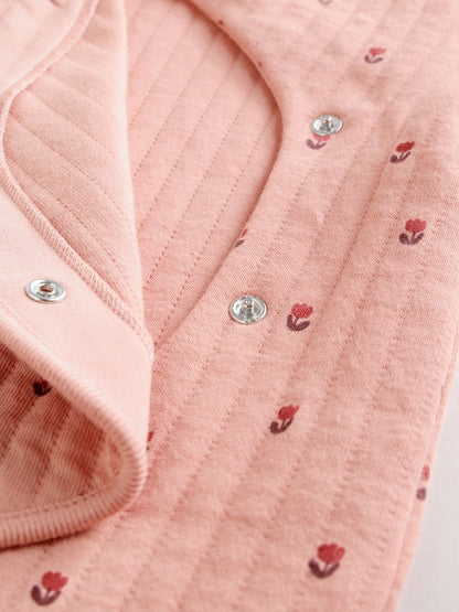 Pink/Cream Quilted Baby Sleepsuits 2 Pack