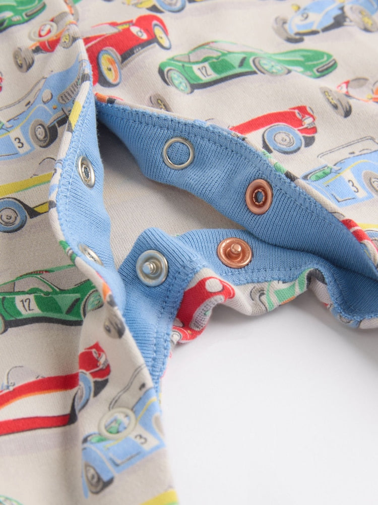 Blue/Green Cath Kidston Cars Baby 100% Cotton Sleepsuits 3