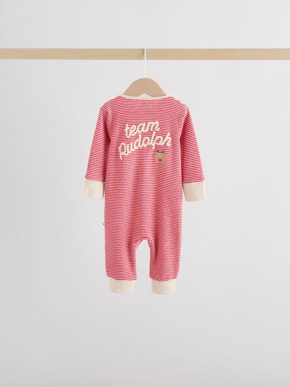 Red Baby Christmas Sleepsuits 3 Pack (0mths-3yrs)