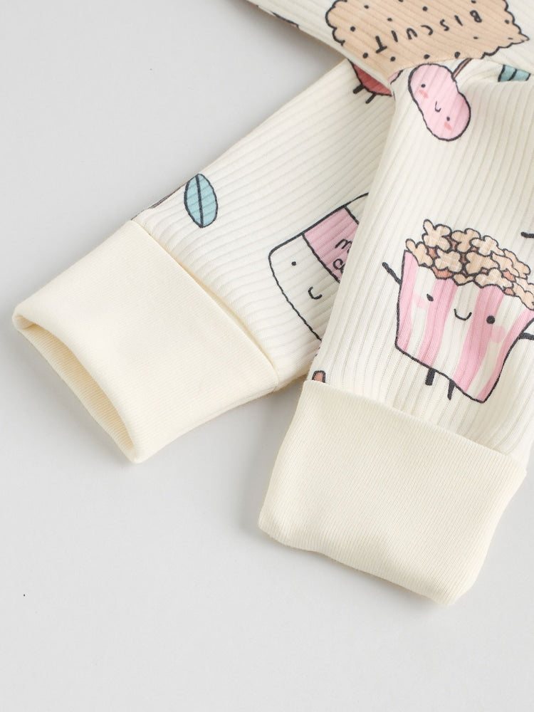 Multi Food Character Two Way Zip Baby Sleepsuits 3 Pack