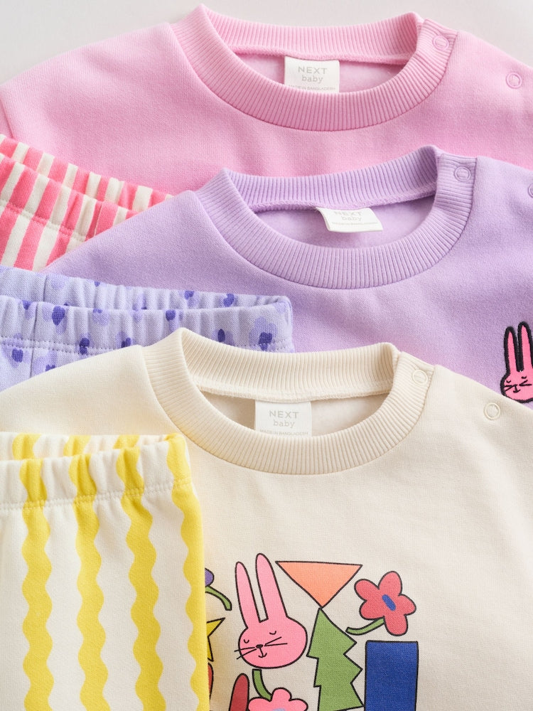 Multi Baby Sweatshirts & Joggers 6 Piece Set (0mths-3yrs)